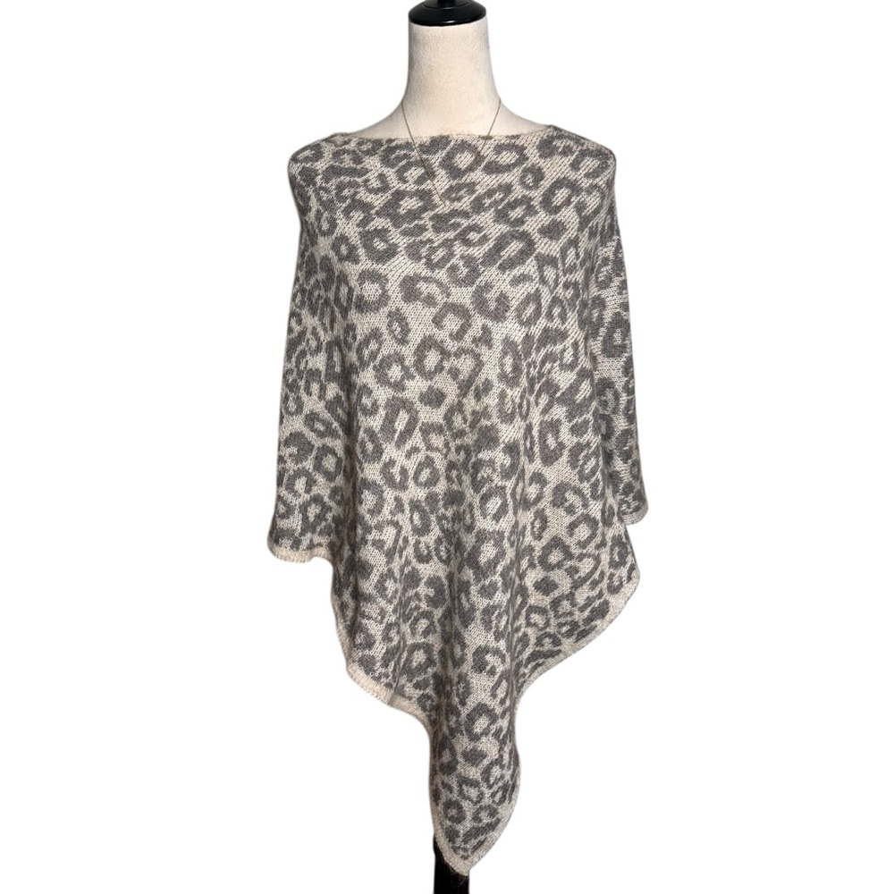 Nardi & Tagliaferri Leopard Print Mohair Wool Poncho | Asymmetric Animal Knit